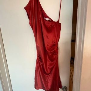 Gorgeous Diane von Furstenberg one shoulder 100% silk red dress.